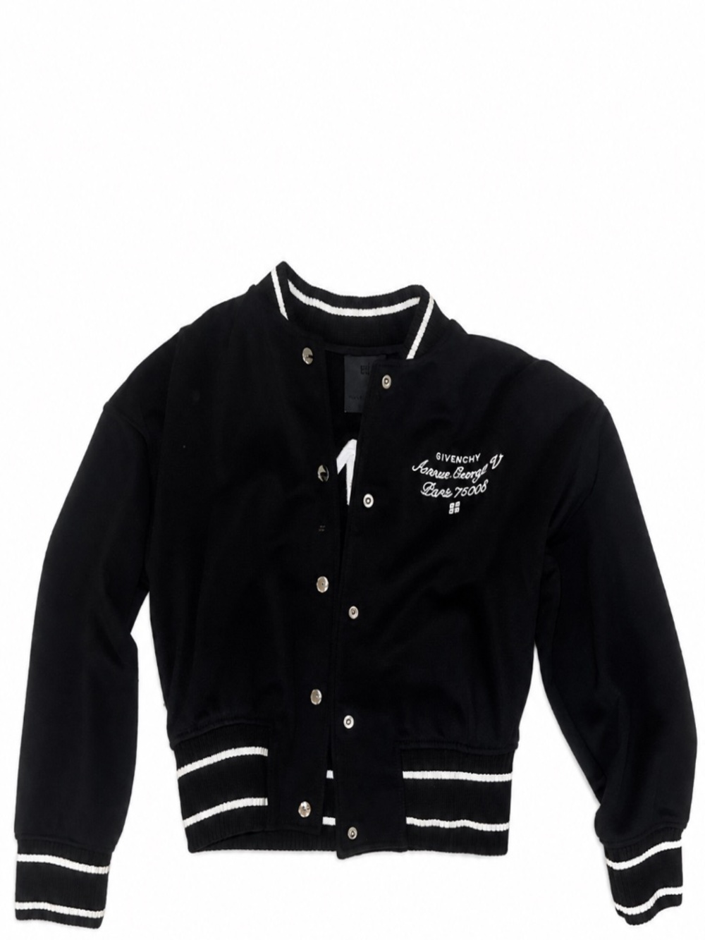 Givenchy Kids Black Cropped Varsity Bomber Jacket Logo